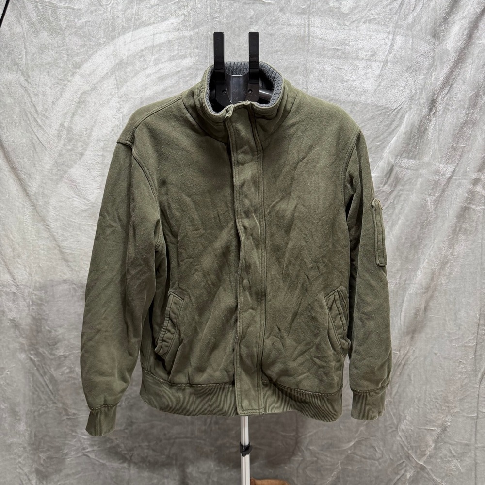 Mens American Eagle Outfitters Sherpa Lined Bomber Jacket Green Full Zip Size XL